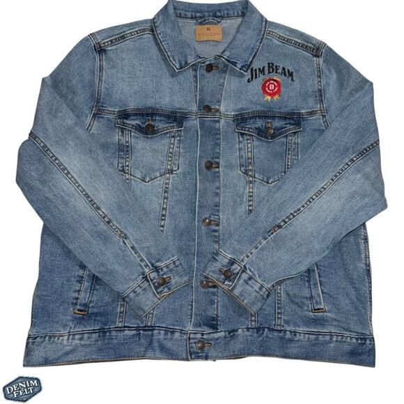 Jim Beam Medium Wash Embroidered Button Down Denim Jean Jacket | NEW!! - Picture 1 of 12